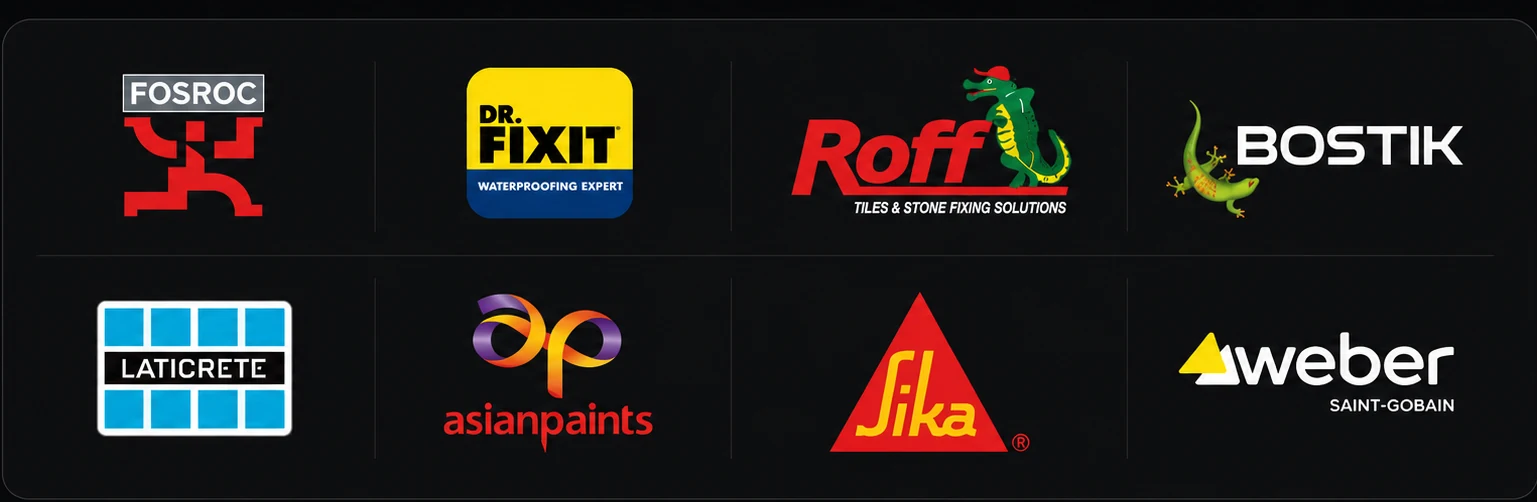 Fosroc, Dr Fixit, Roff, Bostik, Laticrete, Asian Paints, Sika and Weber